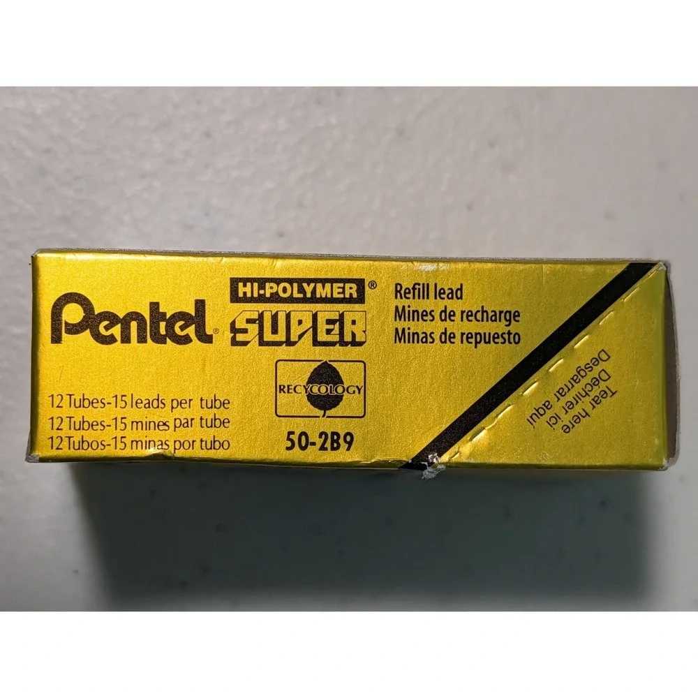Pentel Hi-Polymer Super Refill Leads 2B .09MM Thick 180 Pieces of Lead